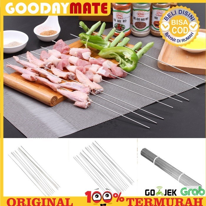 Alat Tusuk Sate BBQ Needle Reusable Stainless Steel Round 33cm - 1PCS