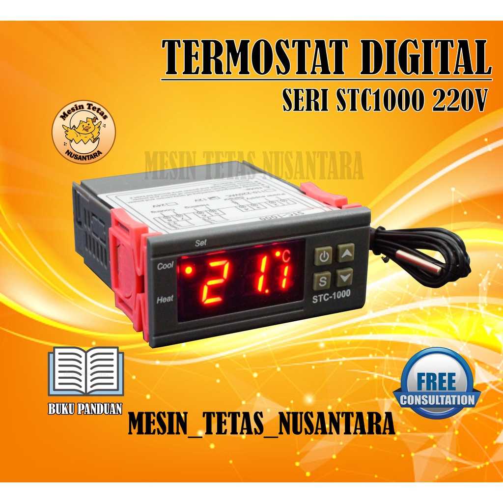 Termostat Digital Temperatur Controll STC1000 220V untuk Mesin Tetas