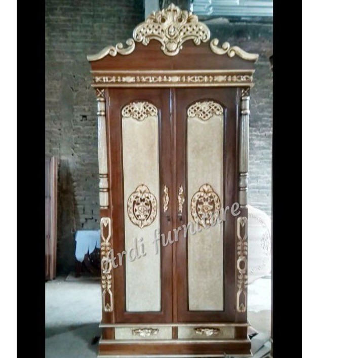 LEMARI PAKAIAN - LEMARI UKIR - LEMARI KAYU JATI - LEMARI UKIR 2 PINTU - ALMARI UKIR KAYU JATI
