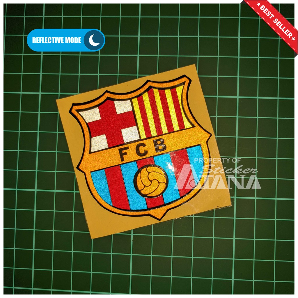 Stiker Bola Barcelona Sticker Cutting Barca Decal Aksesoris Emblem Motor Helm Laptop Dinding Spakbor