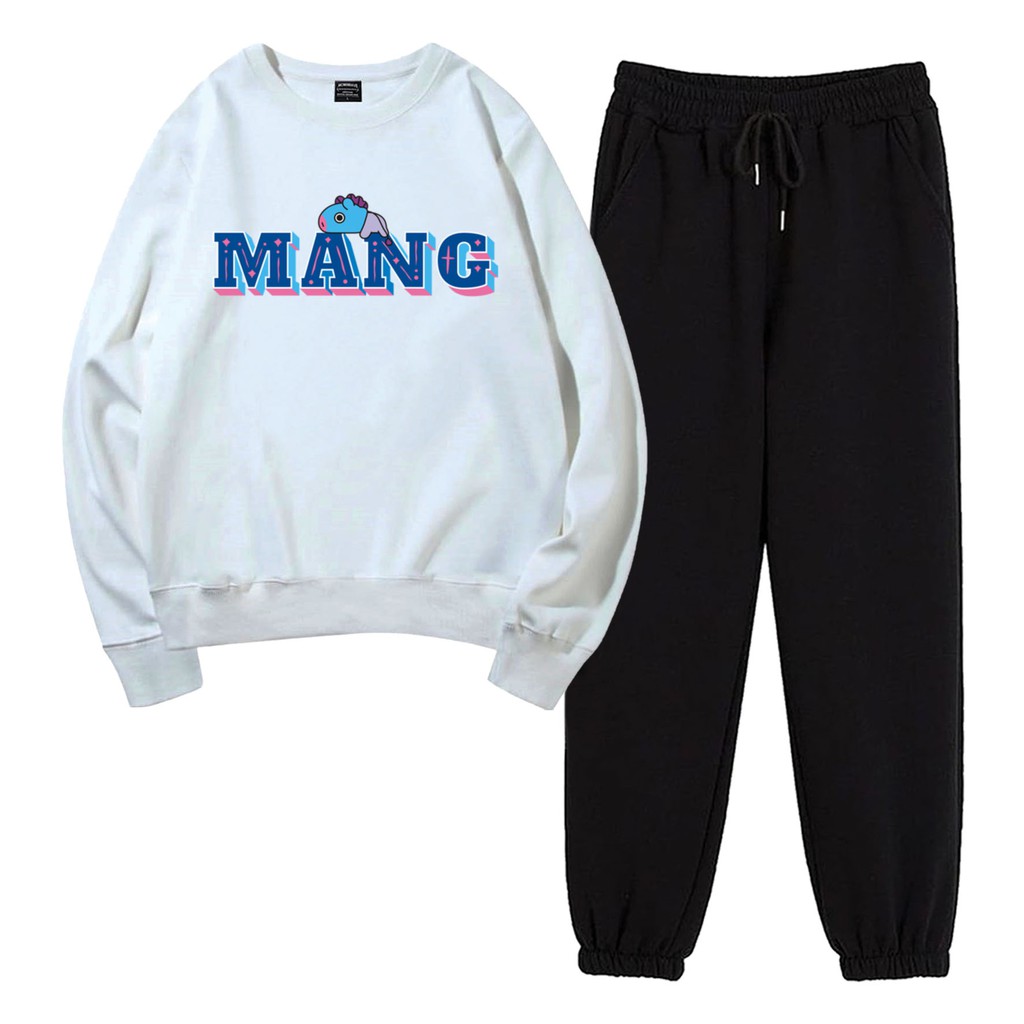 BESS - Baju Setelan Wanita Murah / Setelan Sweater + Jogger Hitam - M4NG FONT