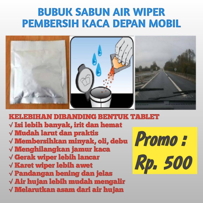 Sabun Air Wiper Pembersih Kaca Mobil Bubuk Non Pil Tablet Wiper Fluid