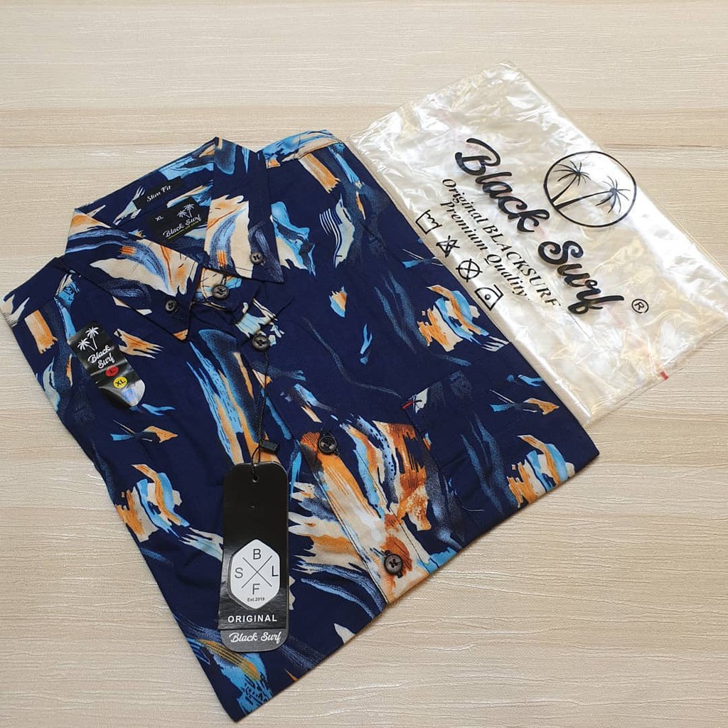 Kemeja Casual Lengan Pendek Pria Cowok distro Surfing Best Quality Motif Terbaru Big Size L XL XXL