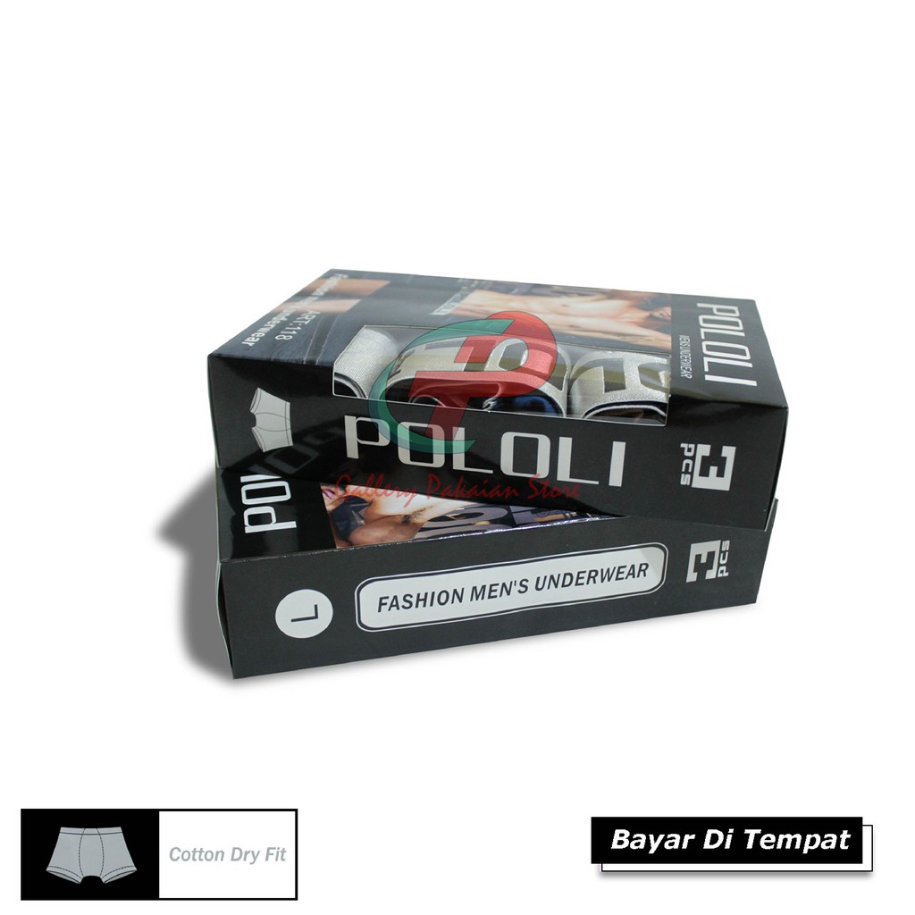 BOXER POLOLI CELANA DALAM PRIA MURAH 1 PCS BAHAN MENYERAP KERINGAT WARNA RANDOM