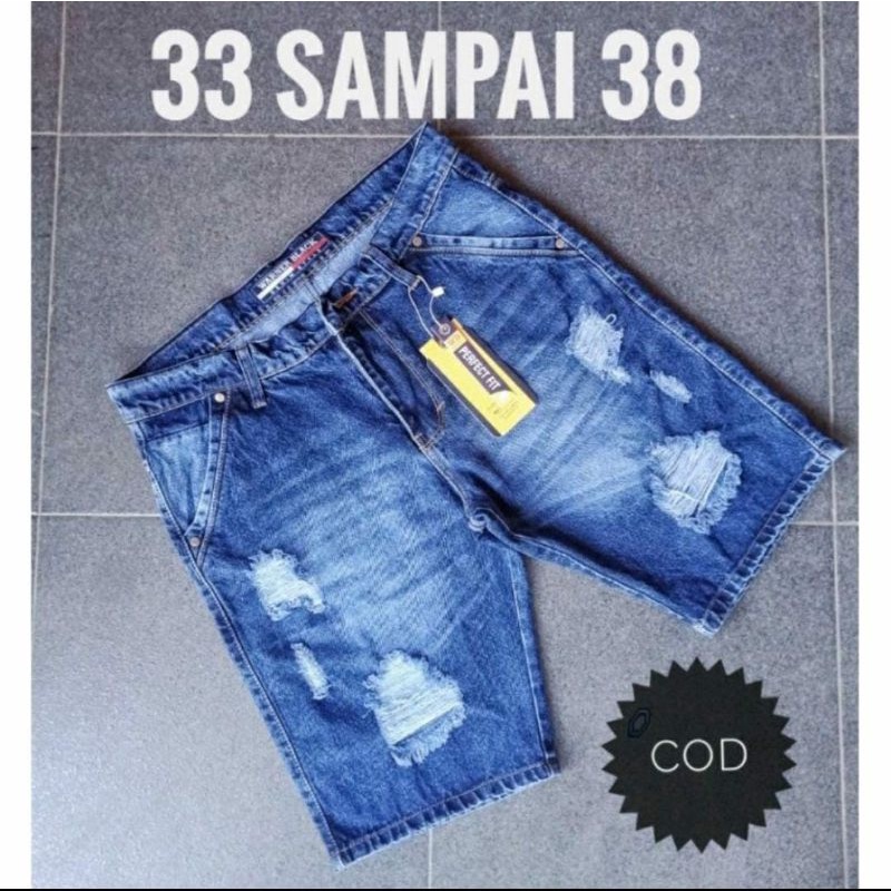 BIG SIZE CELANA PENDEK JEANS REEPEAD 33-38