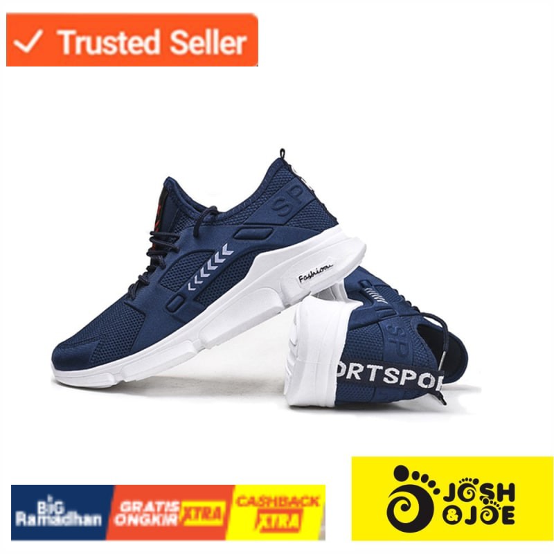 SNEAKERS COWOK HITAM BIRU MISTY  Josh&Joe Sepatu Sneakers Sports Pria/Wanita Santai STBR
