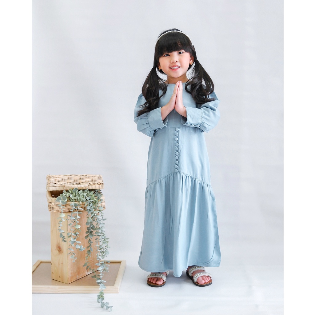 ALINA MAXI DRESS | Baju Anak | Dress Anak Perempuan | Dress Rayon | Dress Muslim Anak | Dress kancing Anak | Dress Mermaid anak | Puff dress anak