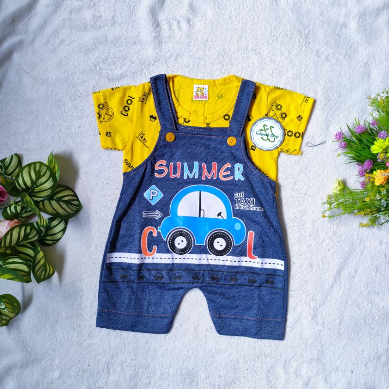 Overall Baby boy 2 3 4 5 6 7 bulan kodokan jeans anak cowok laki laki kaos kartun Doraemon Paus Summer