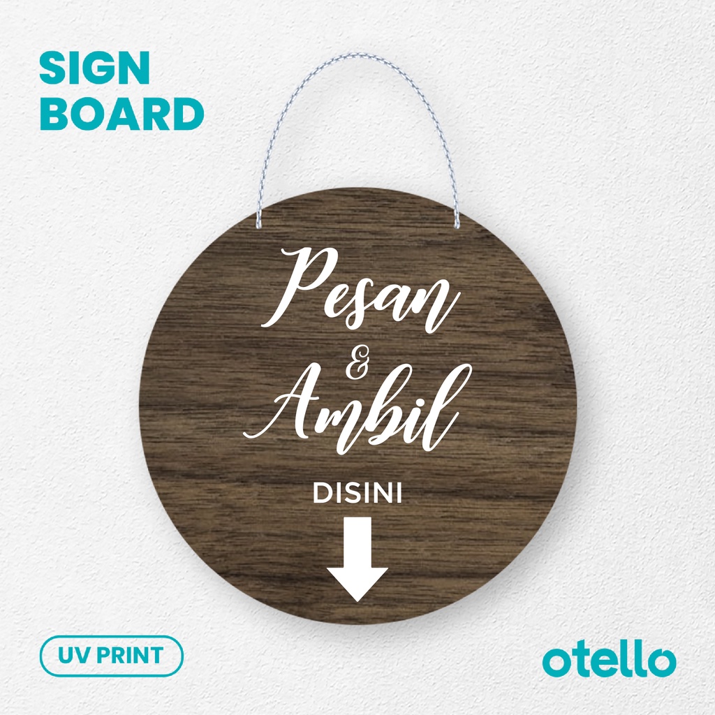 Otello - Papan Tulisan Pesan &amp; Ambil Disini Sign Board Kayu Rantai Gantung Signage Toko Resto