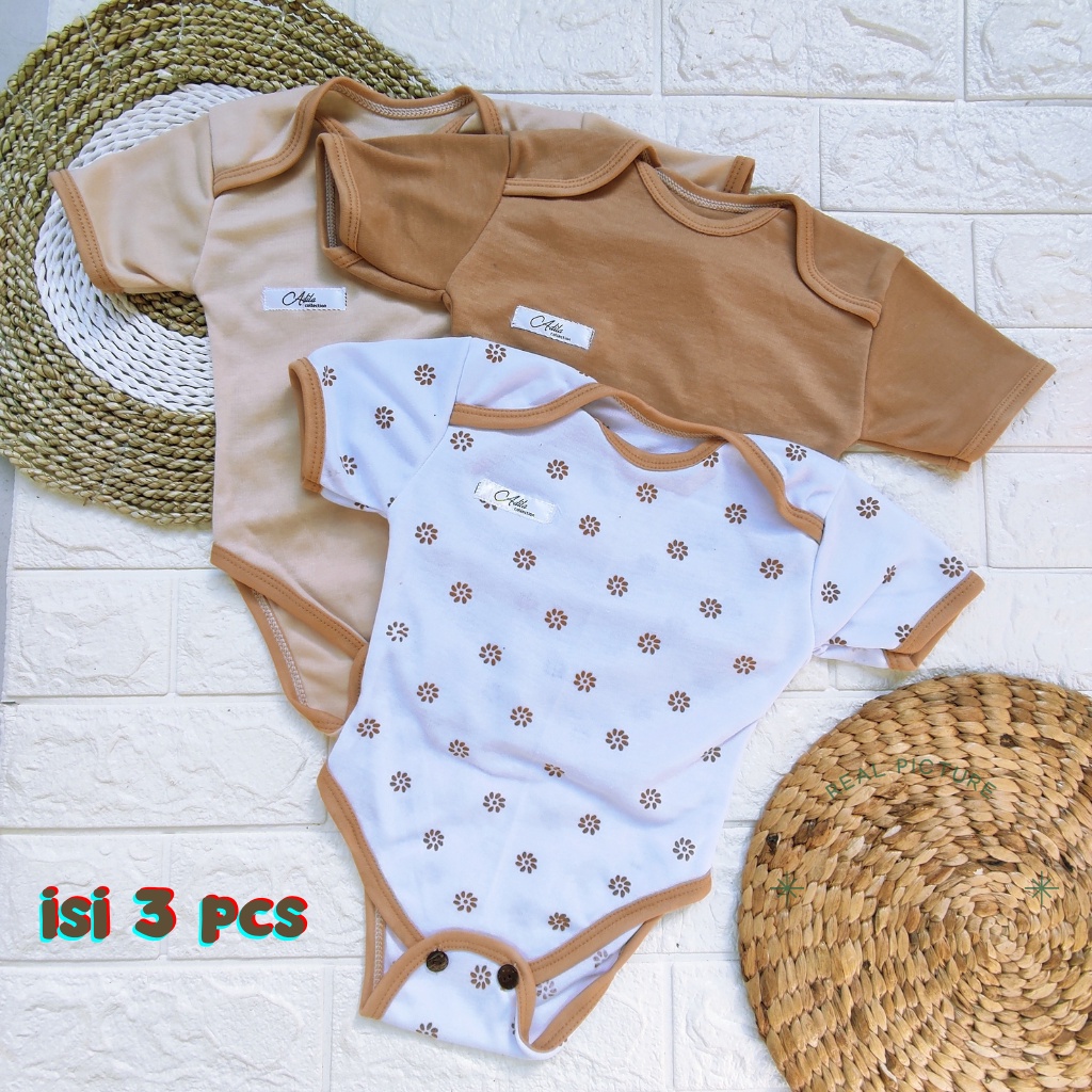 3 PCS Jumper Bayi Baru Lahir Baju Bayi Seri Coklat Susu Meyriana Collection