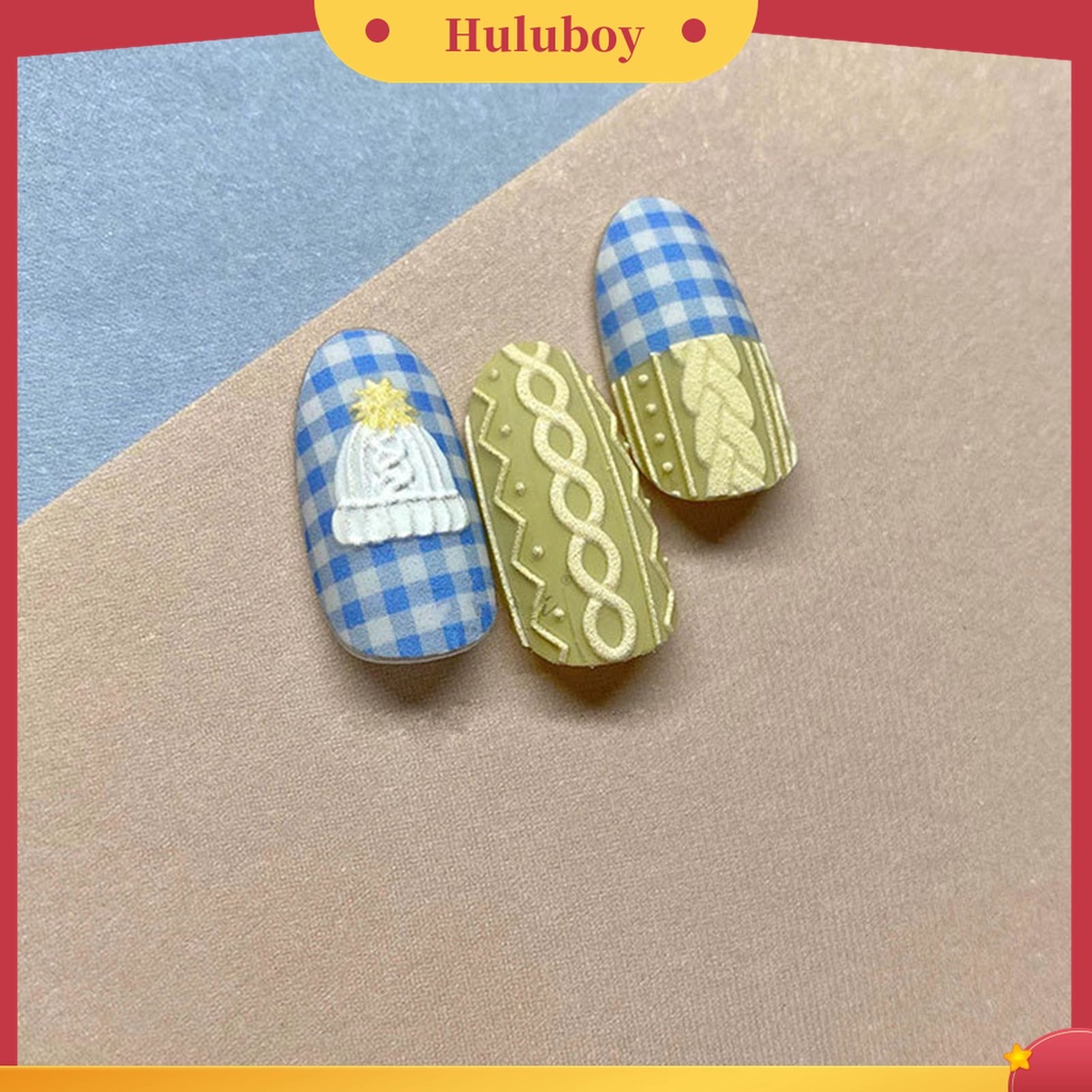 Huluboy Huluboy♡ Stiker Kuku 3D Ultra Tipis Motif Kepingan Salju Untuk Manicure