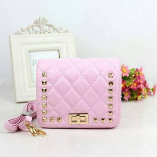Tas branded replika anak remaja cewek chanel pink merah muda girls bag