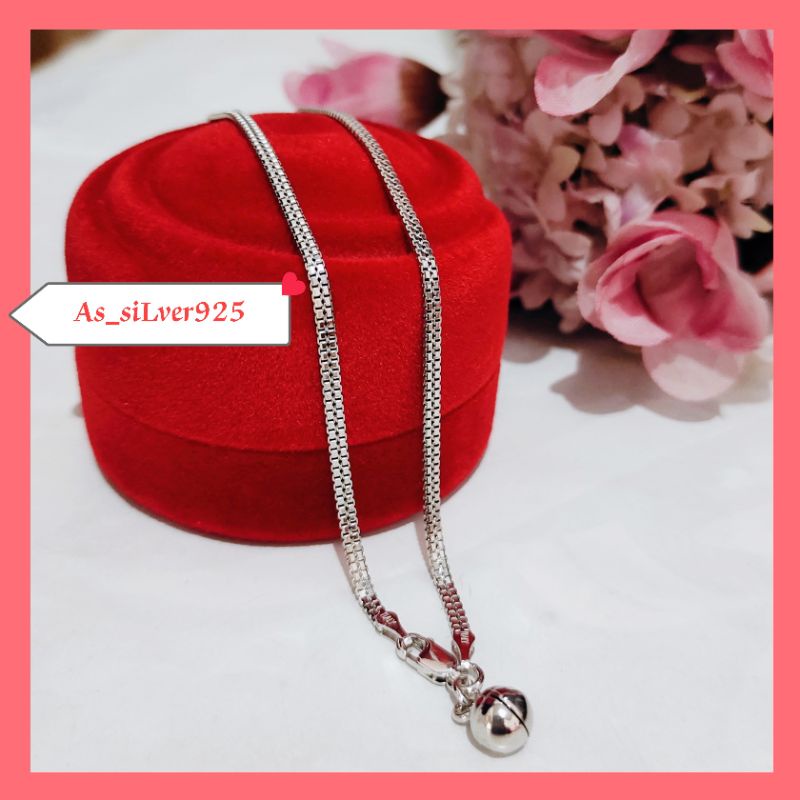GELANG KAKI PERAK RANTAI ITALY DOUBLE ASLI SILVER 925 LAPIS MAS PUTIH