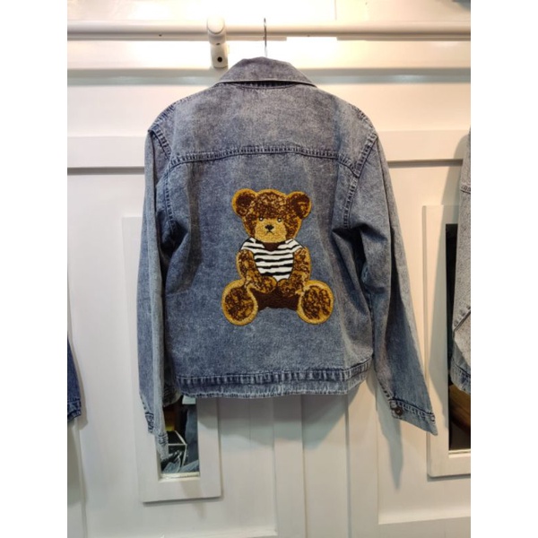 Jaket denim wanita gambar  boneka/jaket Levis/jaket fashion/jaket jeans cewek/jaket jeans wanita/jak