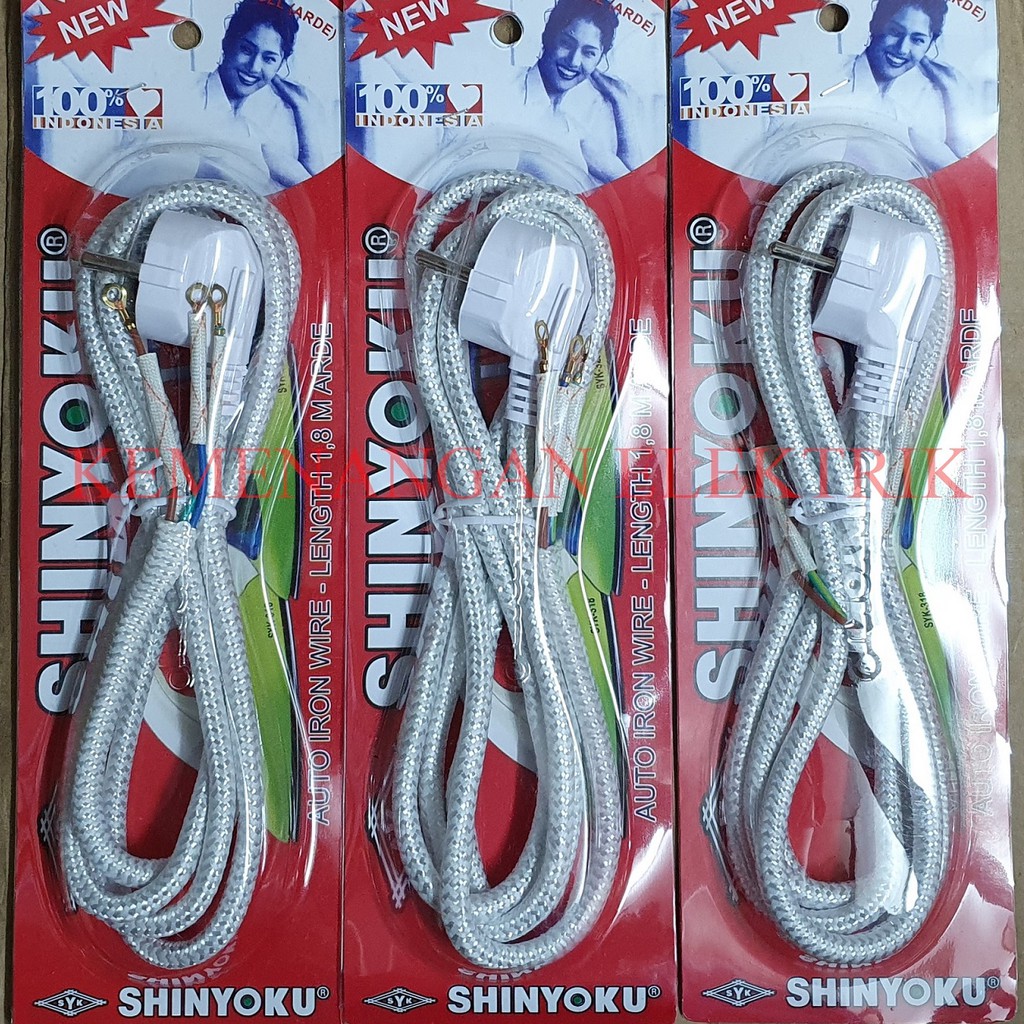 KABEL SETRIKA / GOSOKAN SHINYOKU UNIVERSAL KEPALA ARDE BULAT 1,8M 3 KABEL