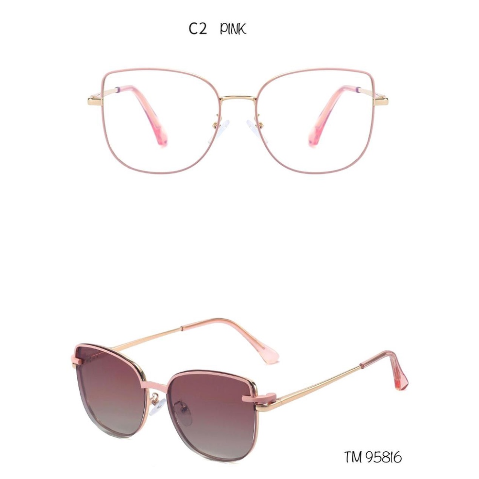 FREE PHOTOCROMIC ANTI BLUE RAY Kacamata Wanita Clip on Besi Cat Eye Cateye Mata Kucing 816