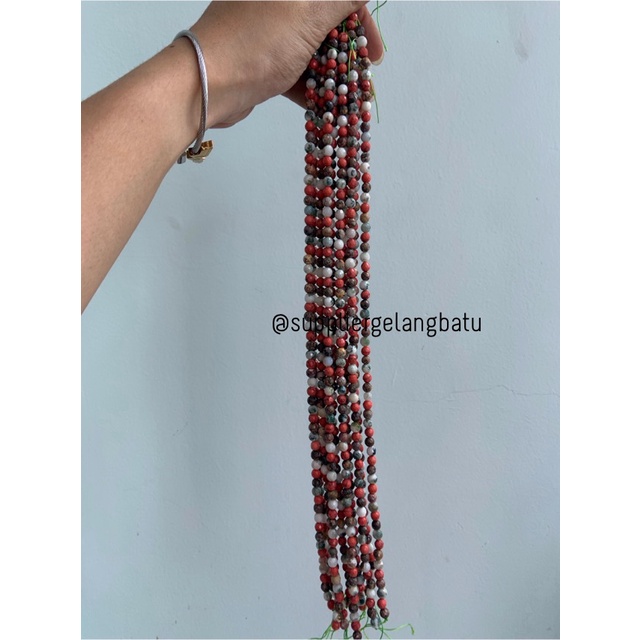 Batu MIX PINK PHYRUS INDIAN AGATE UNAKITE CUTTING 6mm akik BATU ALAM bahan kalung gelang kerajinan tangan craft