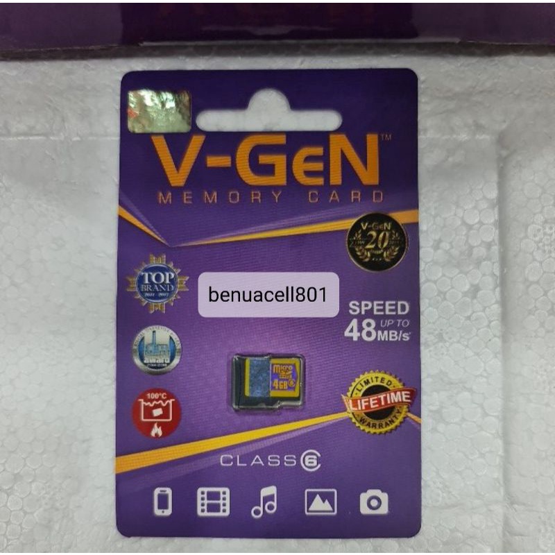 Memory V-Gen Micro SD V-Gen Kartu memory V-Gen 4GG class 6 original V-Gen