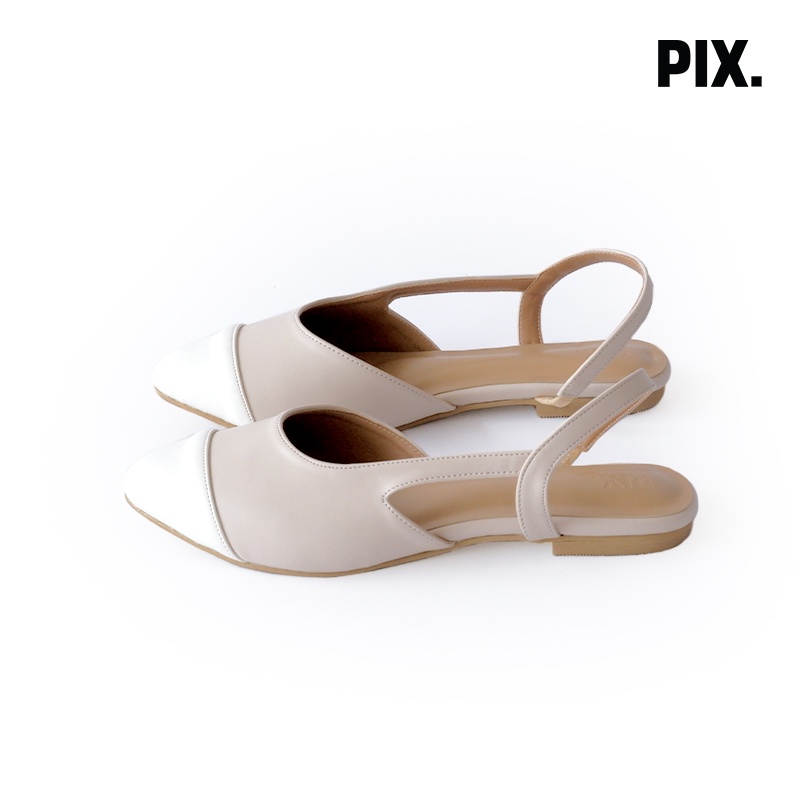 Pixfootwear x Sny The Label  Ivory White Colette Flat - Sepatu Flat Wanita Putih Krem
