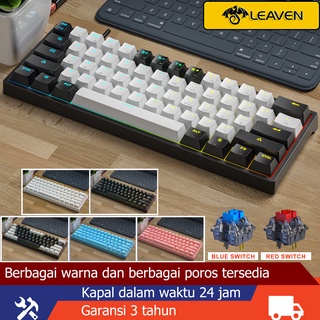 LEAVEN K620 keyboard mechanical tkl rgb murah type-c wired blue switch red switch hotswap mechanical keyboard gaming