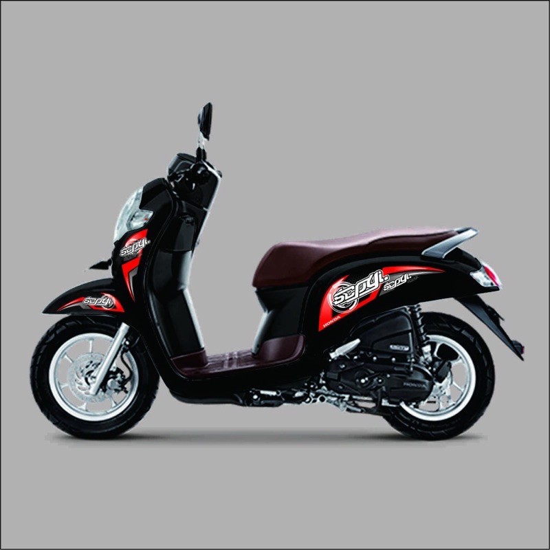 STRIPING SCOOPY VARIASI MOTOR HONDA MERAH