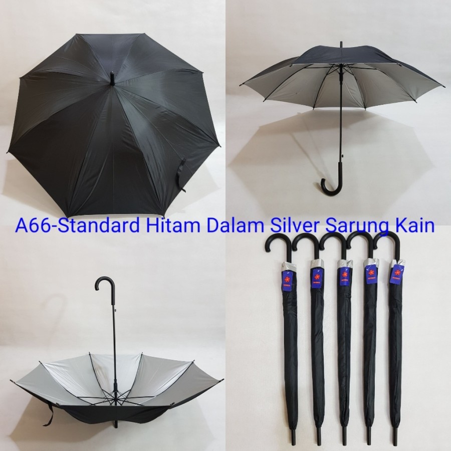 PAYUNG PROMOSI STANDART POLOS DALAM SILVER HANDLE BENGKOK SAKURA A6