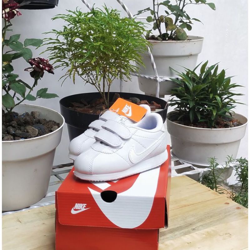 Sepatu Anak Bayi Nike Cortez Full Putih Model Velcro Ukuran 18-35