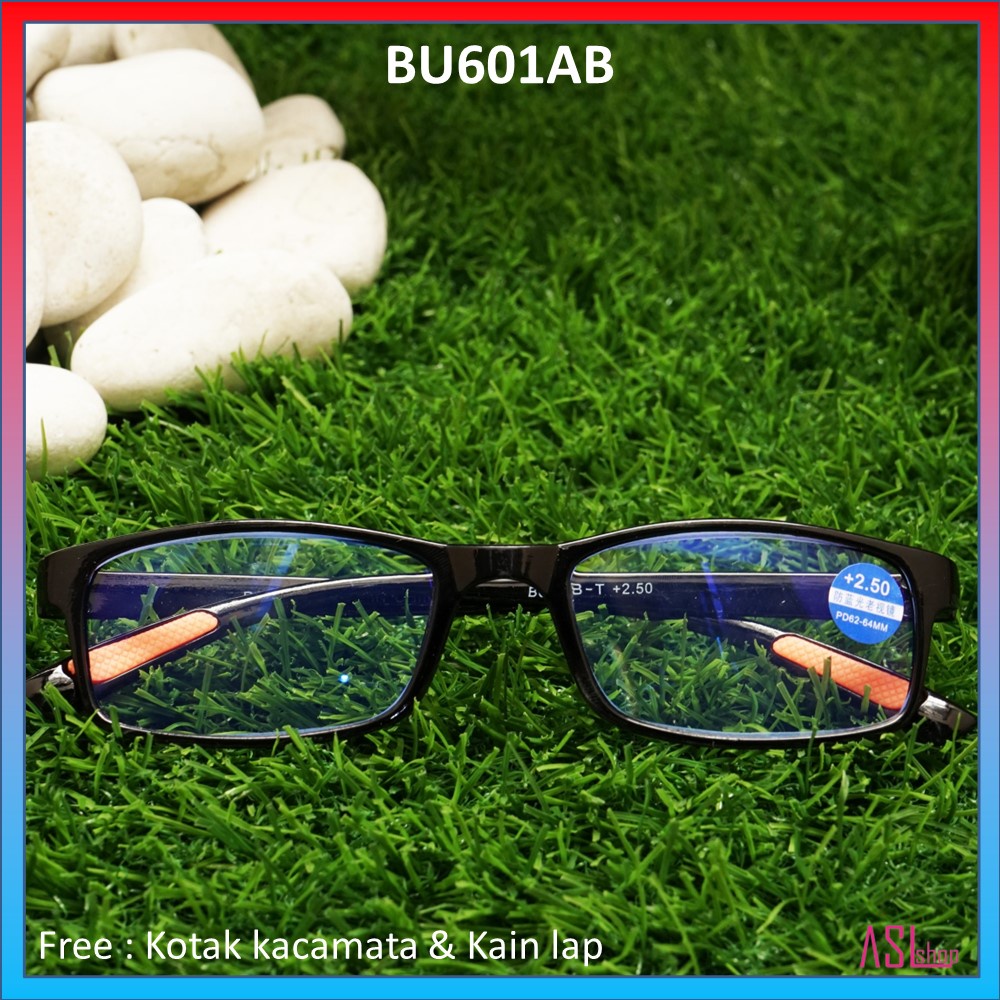 FRAME KACAMATA KHUSUS BACA (BU601AB) LENSA BLUERAY/BLUECUT