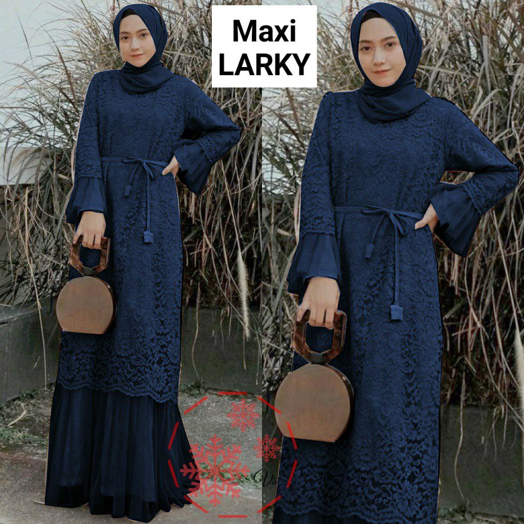 MX LARKY 2XL XL L M / FASHION WANITA GAMIS BRUKAT TALI PINGGANG 4 UKURAN PAKAIAN PESTA