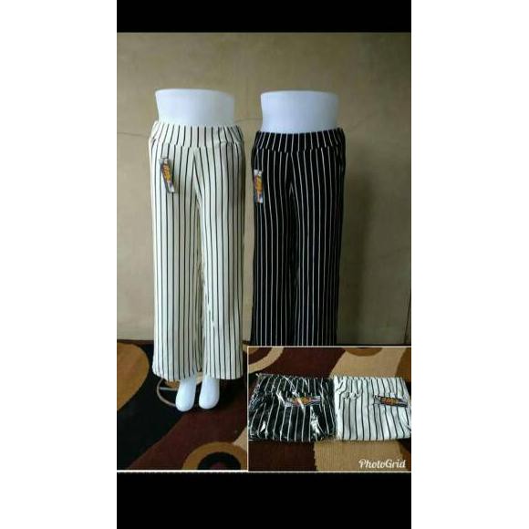 fca#31 Celana kulot salur garis hitam putih murah ::