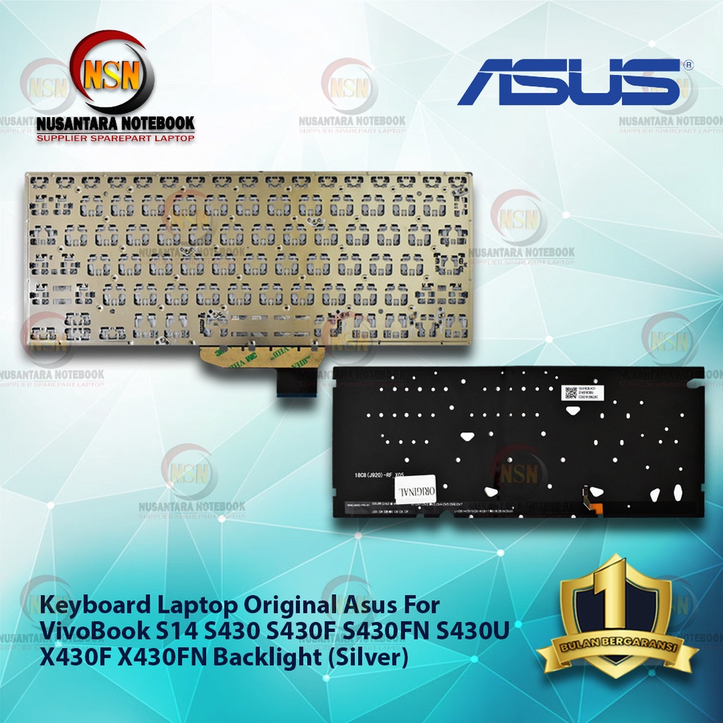 Keyboard Original Laptop Asus VivoBook S14 S430 S430F S430FN S430U X430F X430FN Backlight (Silver)