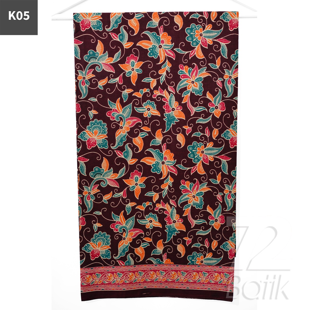 KAIN BATIK PREMIUM Bahan Katun Motif Kembang Clown Warna Merah 721945 Cap 72 Jarik Jarit Samping Kebat Panjang Batik Katun Modern Premium Bahan Seragam Batik Pernikahan Kantor Keluarga Murah Kamen Jadi Batik Bali Lembaran