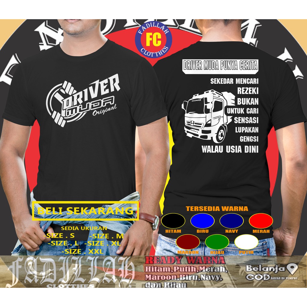Kaos Mobil Hino Driver Muda Punya Cerita Baju Otomotif
