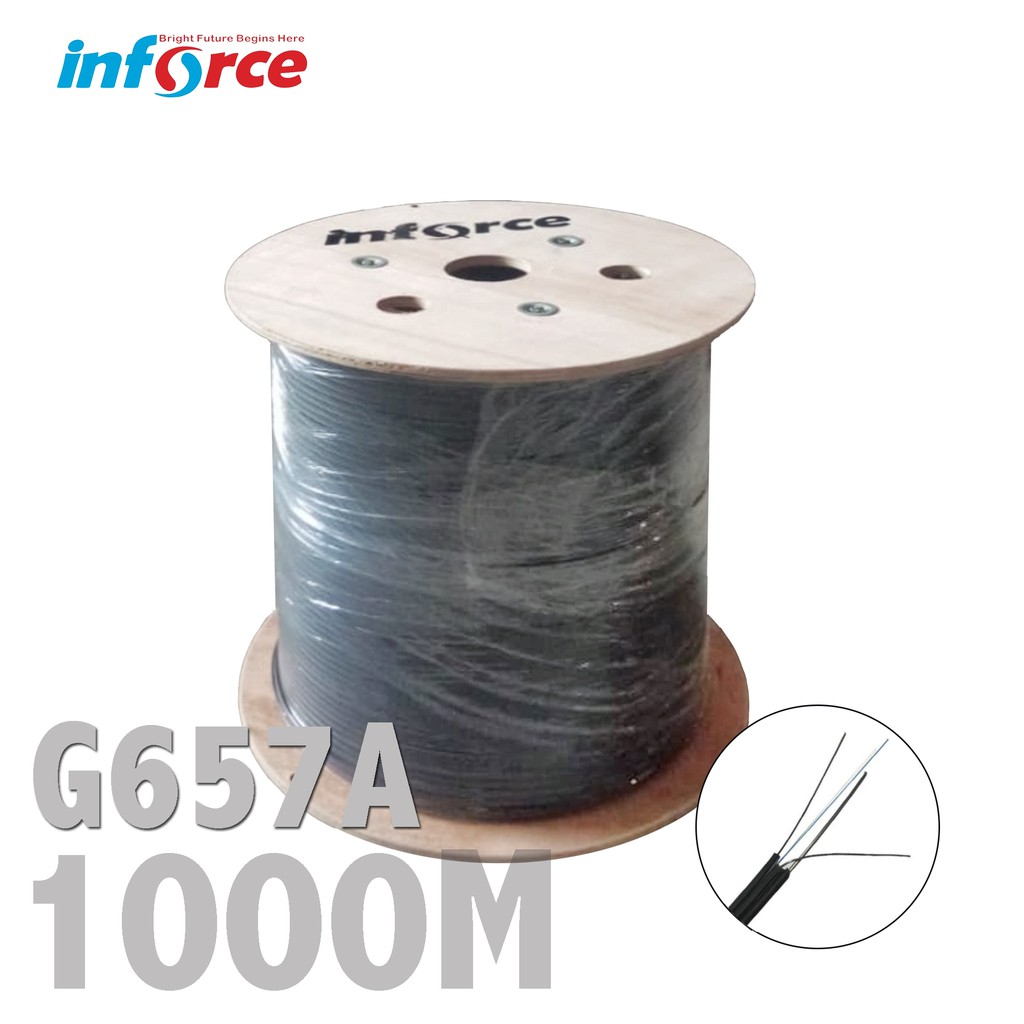 Inforce Kabel FTTH Fiber Optic Cable 4 Core 3 Seling 1 KM 1000 M Optik FO