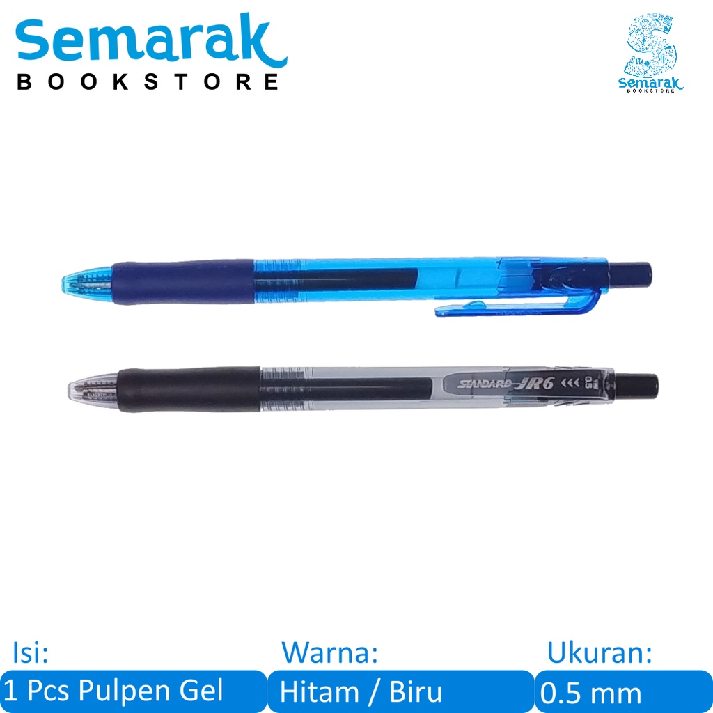 

Standard JR6 Gel Pen Pulpen Semi Jel 0.5 - Hitam / Biru