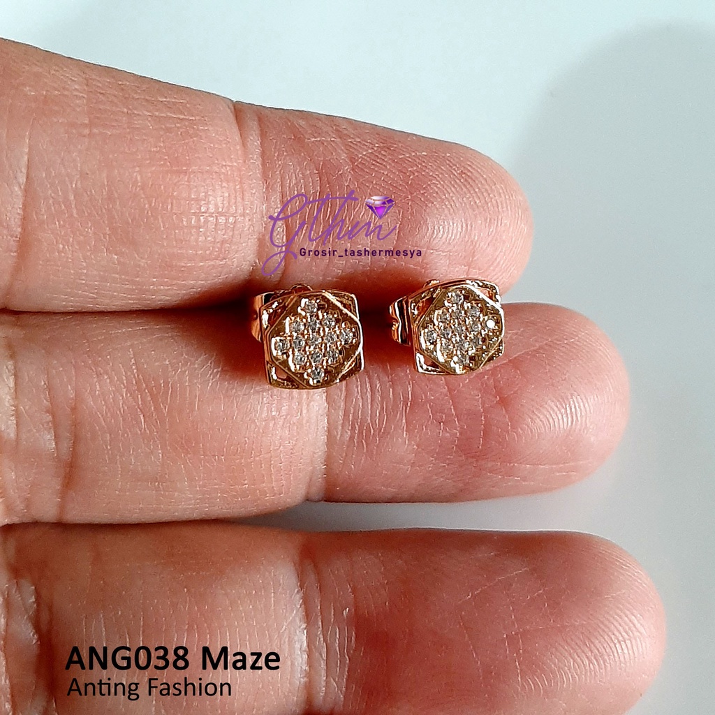 Anting Wanita Maze Perhiasan Import Model Stud Anti karat Bisa dipakai sehari-hari simple fashionable ang038 gthm