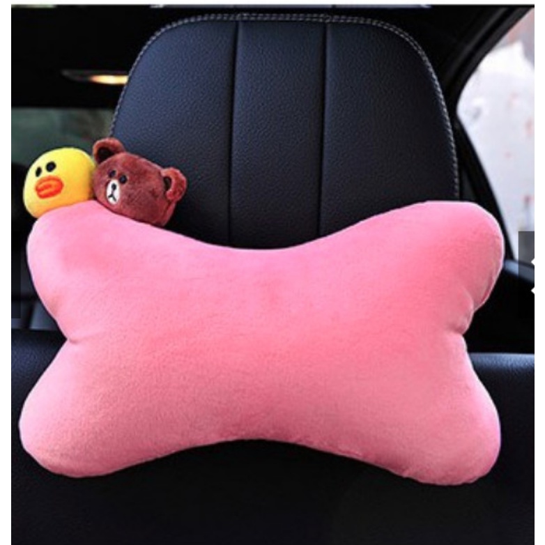 Bantal Sandaran Jok Mobil Bludru Import Kepala Leher Headrest Car Set Kartun Bear Kelinci Bebek Rabbit Duck