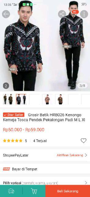 Grosir Batik Hrb026 Kenongo Kemeja Tosca Pendek Pekalongan Padi M L Xl Sogan Prin Halus Kemeja Batik