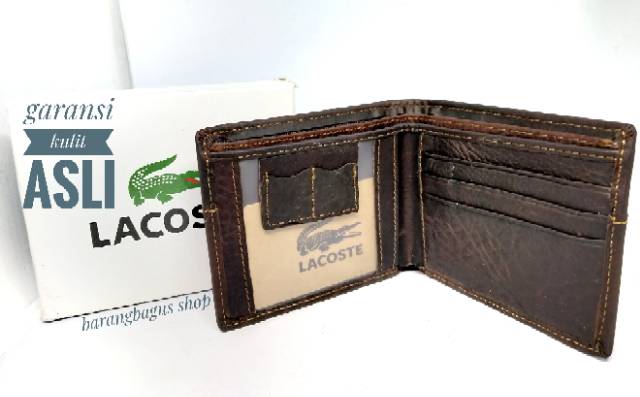 Dompet Import kulit asli pria Branded Lacoste model seleting atas