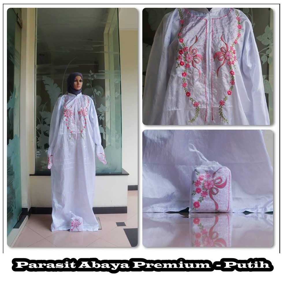 PMI MUKENA TRAVELLING PARASIT ABAYA PREMIUM (TANPA KEPALA) PUTIH
