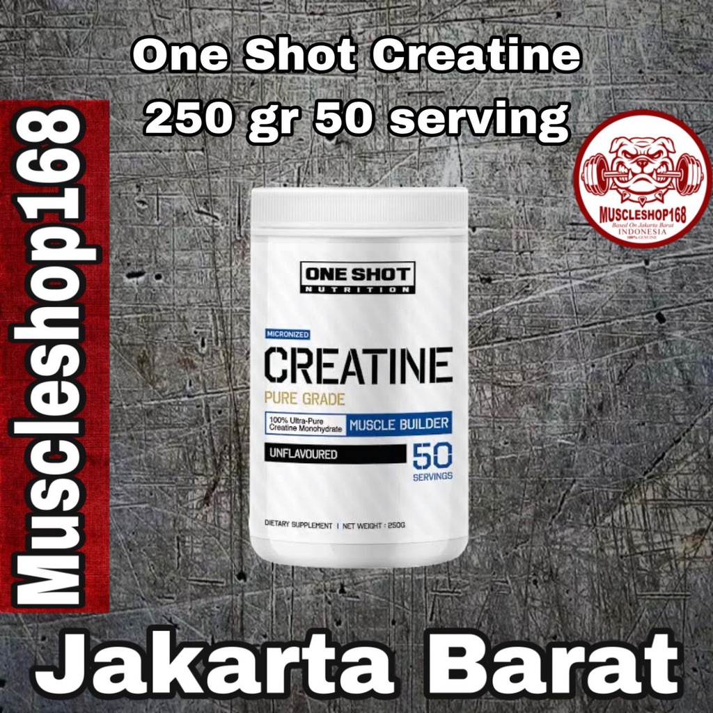 One Shot Creatine Monohydrate PURE GRADE  Creatine 100% 250 gr 50 serv Powder Unflavored