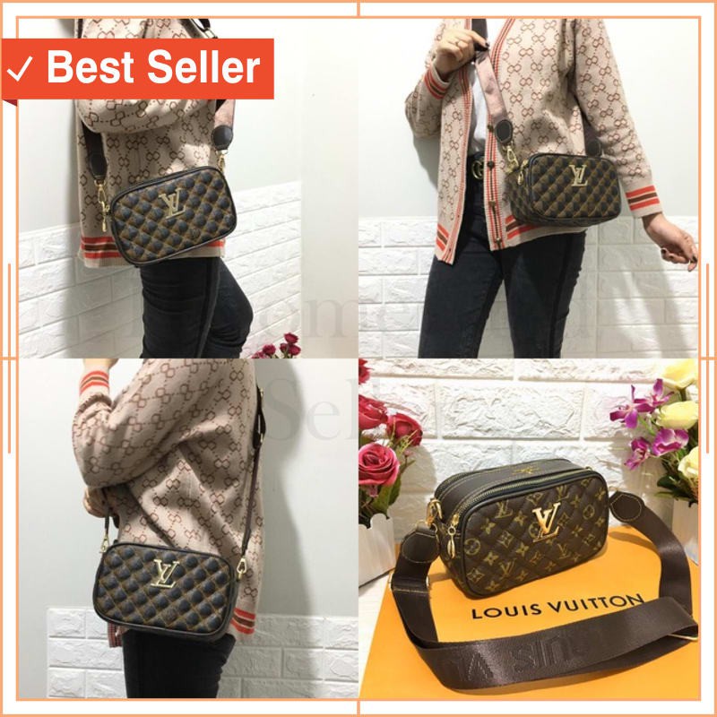 TAS WANITA KEREN KEKINIAN STYLE MODERN BAGUS / TAS WANITA SELEMPANG LV SNAPSHOT 2RUANG LV BORDIR