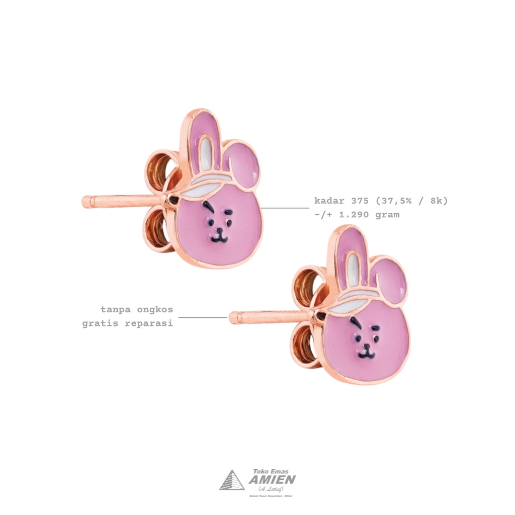 Toko Emas Amien Anting Tusuk Emas Asli UBS Kadar 375 (37,5% / 8K) 1.260 gram - Giwang Line Friend BT