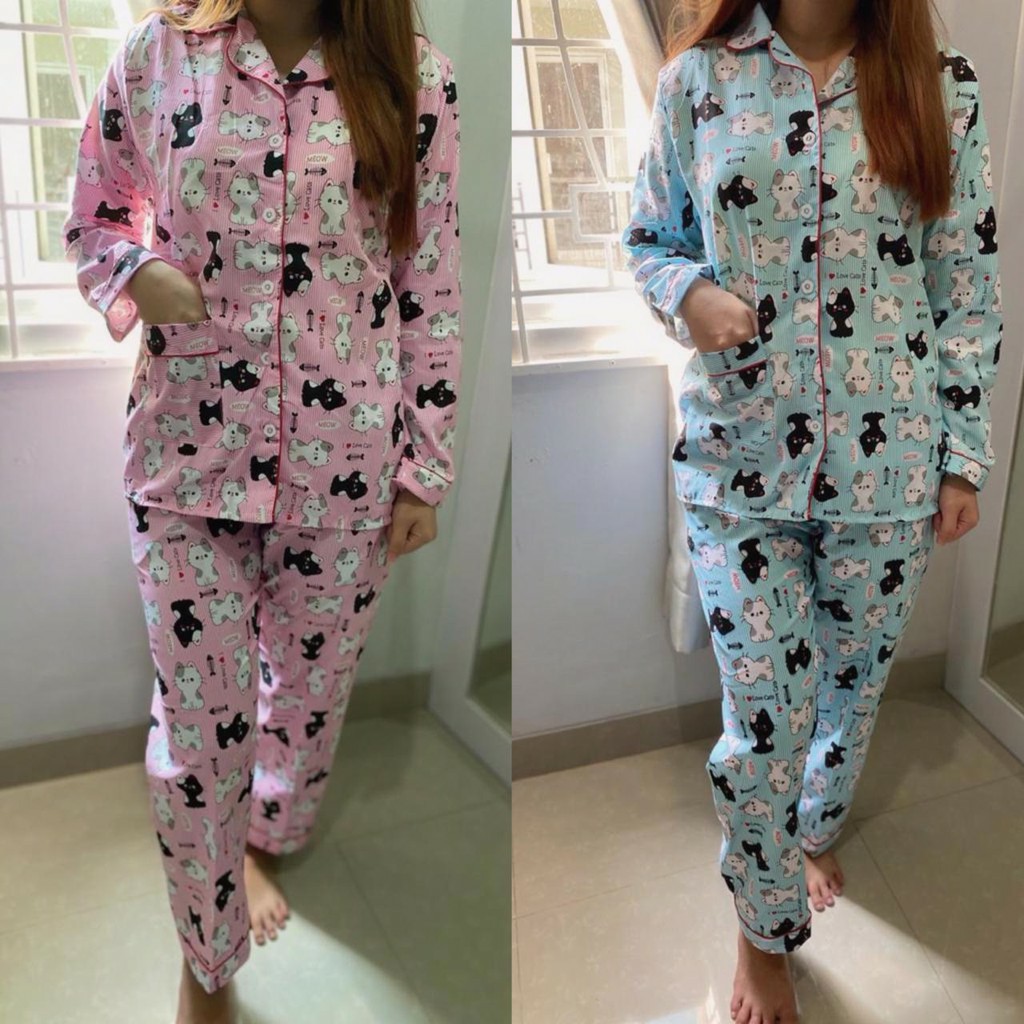 blinqshop baju tidur piyama PP LOVE CAT