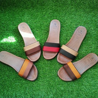 GRACE rajut selop tapak coklat SANDAL  cewek turki  