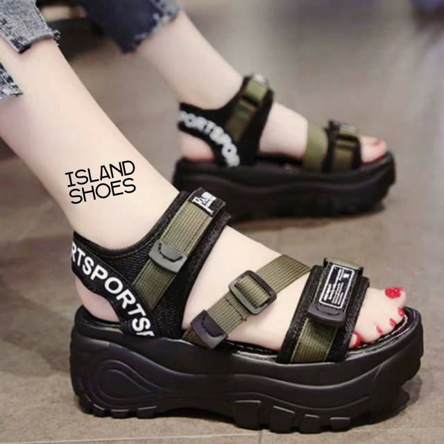 SANDAL WEDGES WANITA HAK DATAR FLATFORM SENDAL SLIDE REPLIKA FILA DISRUPTOR TINGGI SEDAL TALI IMPORT