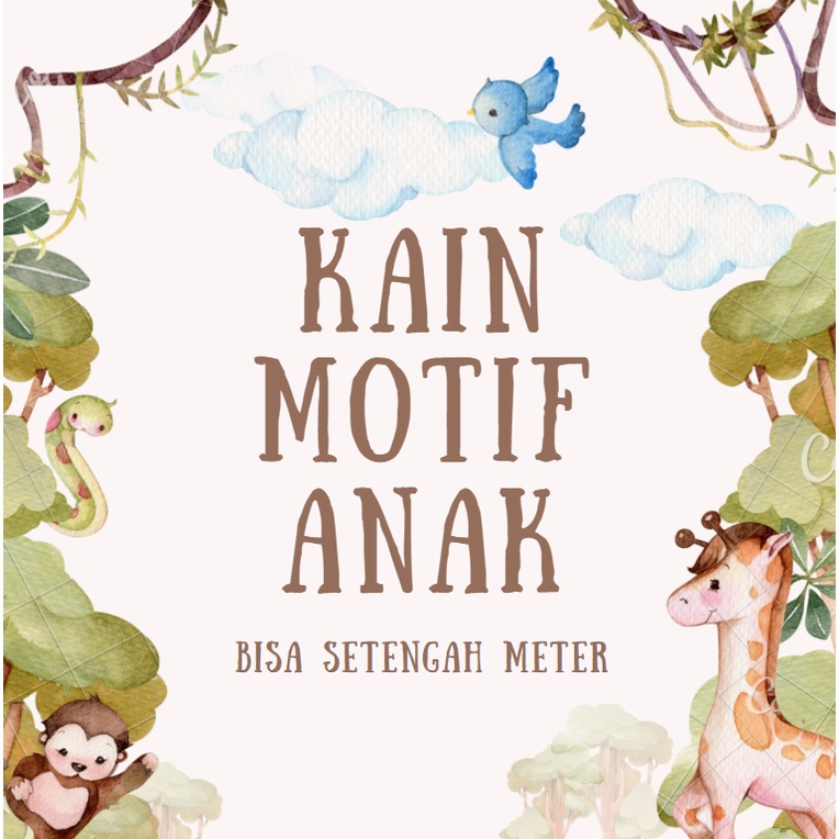 Bahan kain setengah meteran katun lokal CVC motif lucu untuk anak bisa untuk bahan buat masker