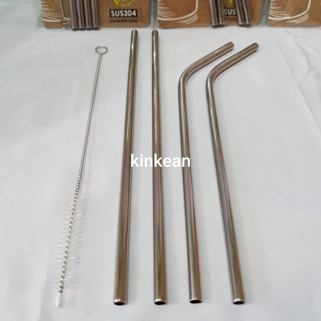 Sedotan Stainless Steel Ramah Lingkungan (4pcs+1sikat)