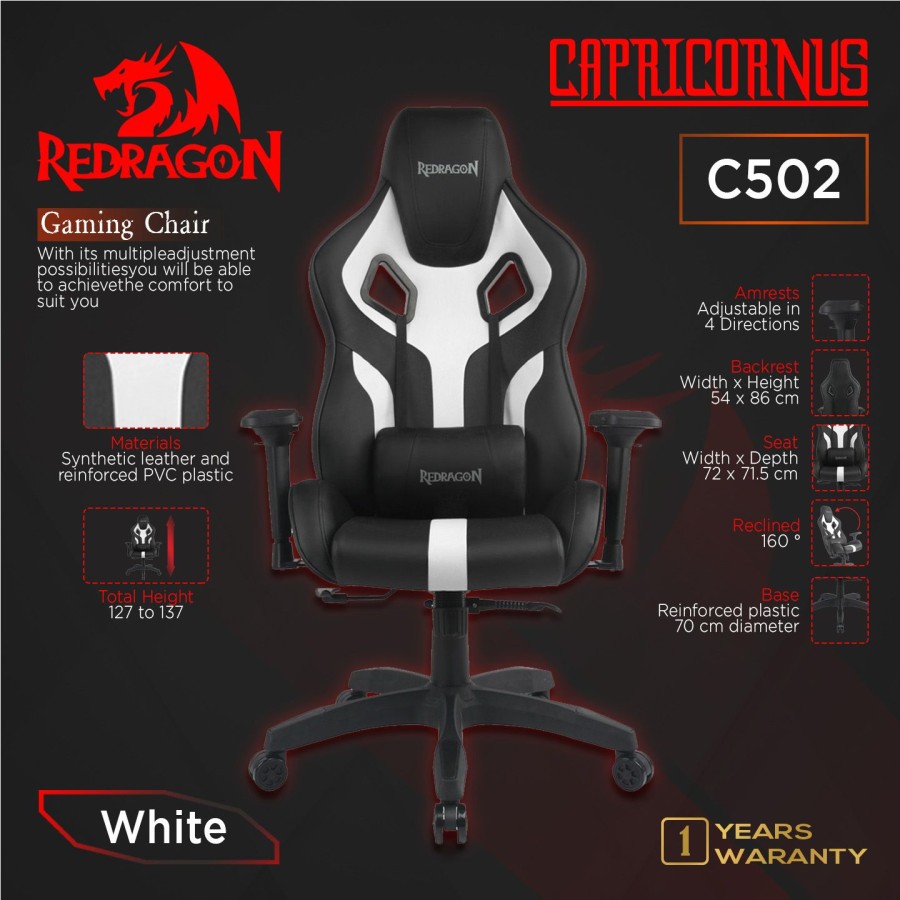Redragon CAPRICORNUS C502 Premium Quality Kursi Gaming Chair