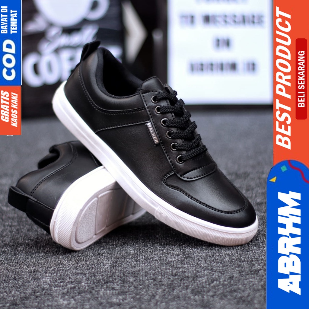 Abrhm Tiago - Sepatu Sneakers Casual Pria Kerja Santai Hitam